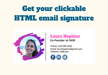 I will create clickable HTML email signature with social media icon
