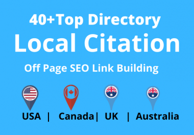 I will build 30 Local Citations for Usa,  Uk,  Canada,  Australia local listing business