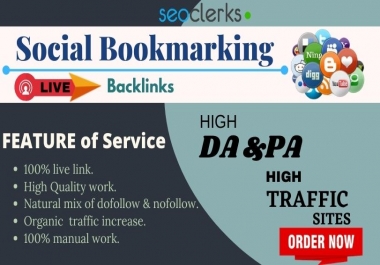 Manually Create 70 Helpful,  Live,  High quality SOCIAL BOOKMARKING back-links.