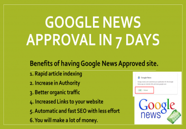 PayPal Accept - I will do google news approval on your website in 7 days