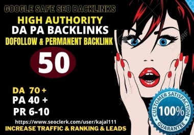Build 50+ Permanent web2.0 Backlink with High TF,  CF,  DA 70+ PA 40+with unique website