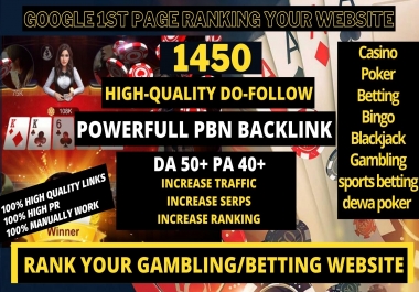 1450+ PERMANENT PBN Casino/Gambling/Poker/Judi BOLA RELATED UNIQUE SITEE
