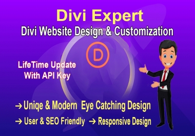I will design your Full wordpress website with divi theme and do customization