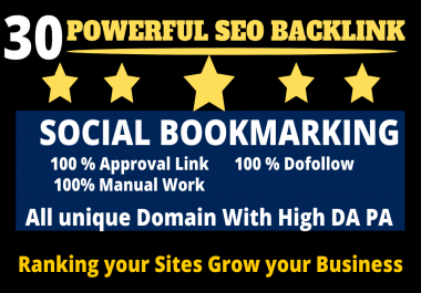 I will do Manual Powerful Social Bookmarking Dofollow Backlink with High DA PA