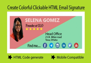I Will Create Colorful Clickable HTML Email Signature