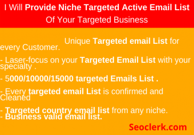 I will provide targeted niche active email list of your business
