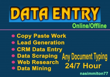 I Will Do Perfect Data Entry,  Web Research,  Word Excel,  And Copy Paste