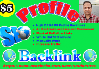 I will create 250 profile backlinks on high DA PA sites for website ranking