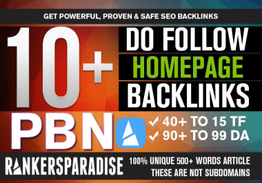 get 10+ parmanent backlink with 50+ DA 50+ PA in your homepage