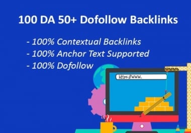 I will create 100 da 50 plus dofollow contextual backlinks