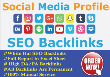 I will create manually 100+ social media profiles seo backlinks
