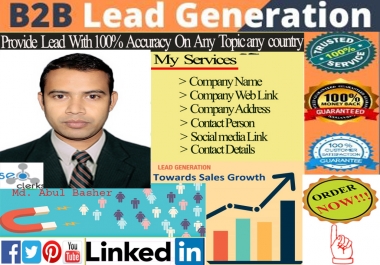 I will do 200 b2b lead generation for target industry and target location / people