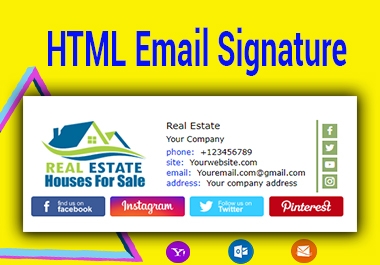 Design Clickable HTML Email Signature professionally