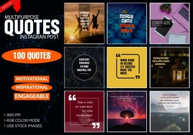 I will design 100 motivational quotes,  inspirational quotes image,  Instagram quote image