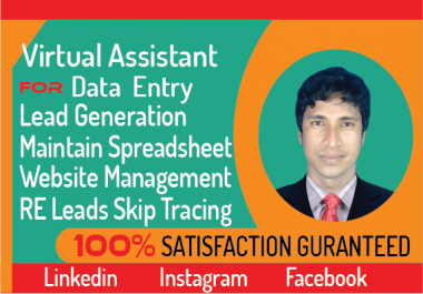 I will be your virtual assistant for b2b lead generation and web research