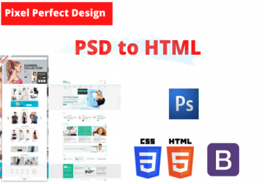 I will convert any design files PSD, Ai, XD to pixel perfect standard compliant HTML/CSS.