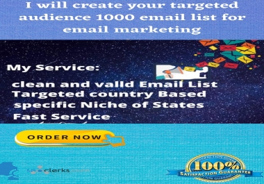I will create your targeted niche 1000 email list for email marketing