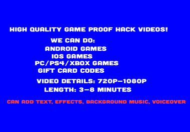 HQ Game Hack Proof Videos CPA Video Proof