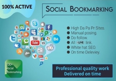 I will create 50 plus high-quality social bookmarking submission in high DA,  PA,  PR sites