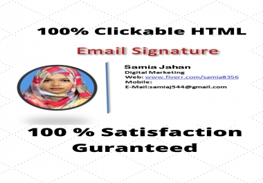 100 Clickable Best Quality HTML Professional Email Signature