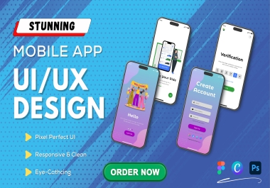 I will create unique full mobile app,  onboarding,  splash screen UI UX design in figma