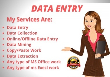 I will do your data entry in virtual assistant and web research