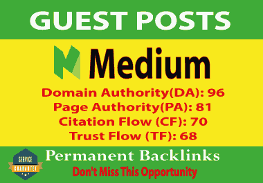 Write and Publish Guest Blog Posts On Medium DA96+ Permanent Backlinks
