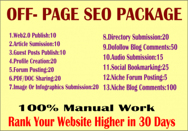 All In One Off-Page SEO Link Building Package GOOGLE Ranking For Your Website in 30 Days