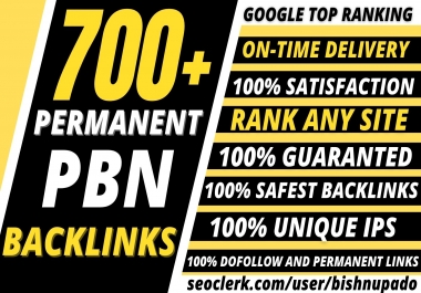 Build permanent 700+ Pbn Backlink DA40+PA40+PR6+homepage web 2.0 with dofollow unique site