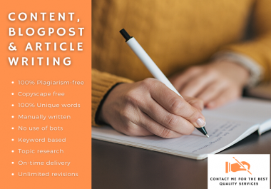 500 words unique plagiarism-free Content Writing,  Article writing and Blog writing service