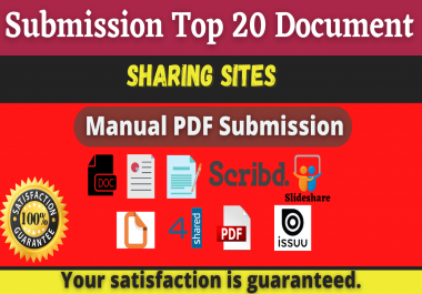 20 Manual PDF Submission on Top Document Sharing Sites With 4shared/Scribd/Docstoc/Slideshare etc
