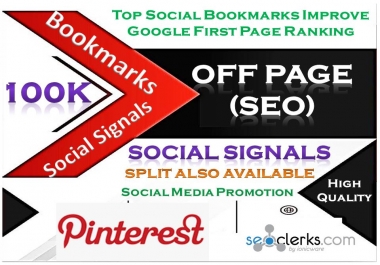 TOP Powerful Site 100K Social Signals Pinterest Bookmark Backlinks with split also available