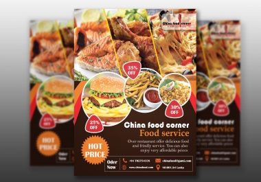 I will design any food flyer,  menu or,  brochure poster,  free logo