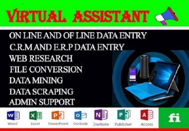 I will be your reliable virtual assistant for data entry,  web research and copy