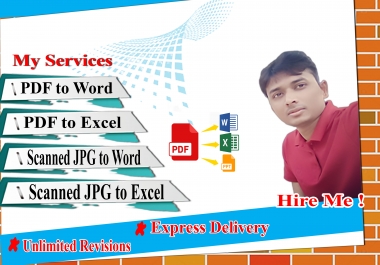 I will do convert PDF image to a word or excel at the right time