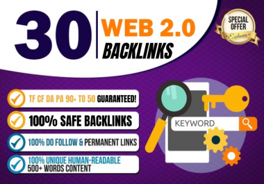 I will build 30 web 2 0 manual contextual backlinks