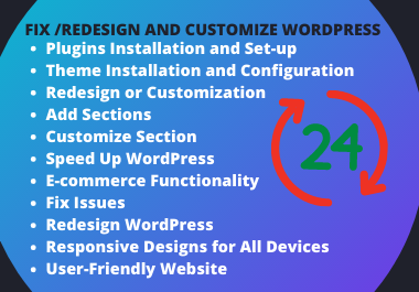 I will customize redesign, edit and fix issues of WordPress website 100