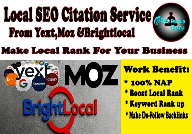 I Will Do Top 45 Local SEO Citation From Yext, Moz And Brightlocal List For Local Rank