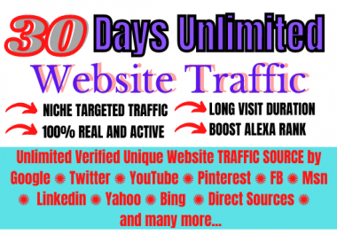 I will boost unlimited genuine web traffic for 30 days