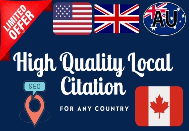 I will build top 50 local seo citations for USA,  UK,  Australia,  Canada