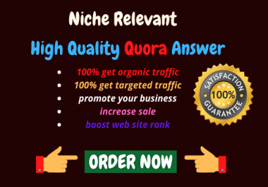 Offer 10+ high quality Quora answer with guaranteed traffic