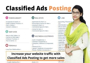I will post your ads on top ranking classified ads posting sites