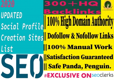 I will create 40 High Quality Social Profile Creation Backlinks in your website on proper sites