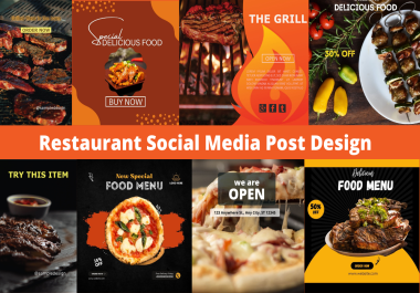 5 Social media post design for restaurent,  cafe and other business
