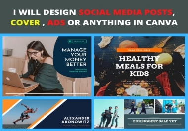 I will design social media posts,  cover,  ads in canva