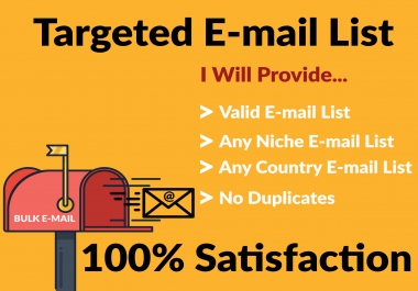 I will provide bulk email list, targeted niche and country for email marketing