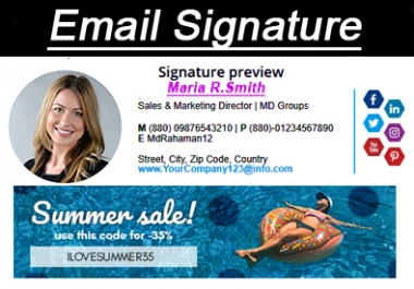 You will get an awesome clickable HTML Email Signature with Sorce Files