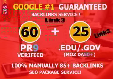 Manually created 85 Backlinks 60 PR9 BACKLINKS with 25 Edu-Gov Links