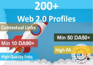I will do 100 high authority web 2 0 profile backlinks with high da links