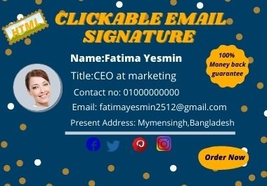 I will create 1 professional clickable HTML mail signature